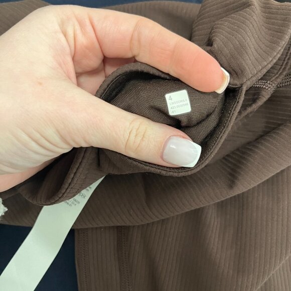 Lululemon Chocolate Brown Ribbed Flare Leggings Size 4 - Picture 2 of 6